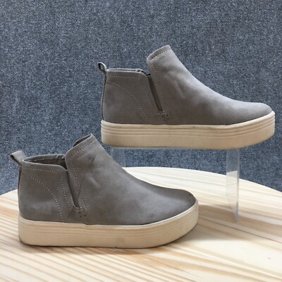 Dolce Vita Ankle Boots Women 6 Gray Tate Round Toe High Top Slip On Casual Suede