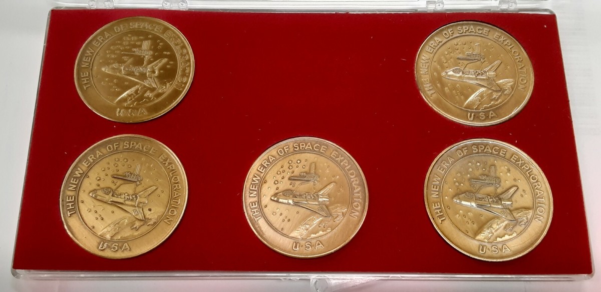 Challenger Shuttle Crew Emblem Ltd Collection Set of Five Bronze