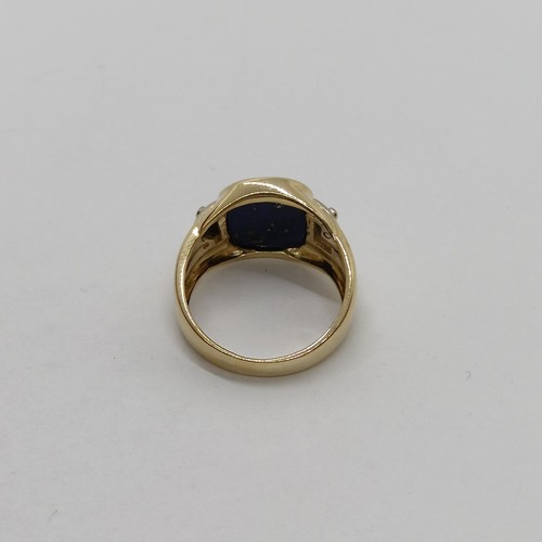 ANELLO DA UOMO IN ORO GIALLO E BIANCO 18KT CON LAPISLAZZULO 9,15 GR. N.23 (0776) - Foto 10 di 14
