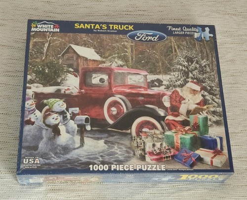 Santa's Truck FORD Red Pick-Up 1000 pc Christmas Puzzle Robert Kramer Licensed - Picture 4 of 4
