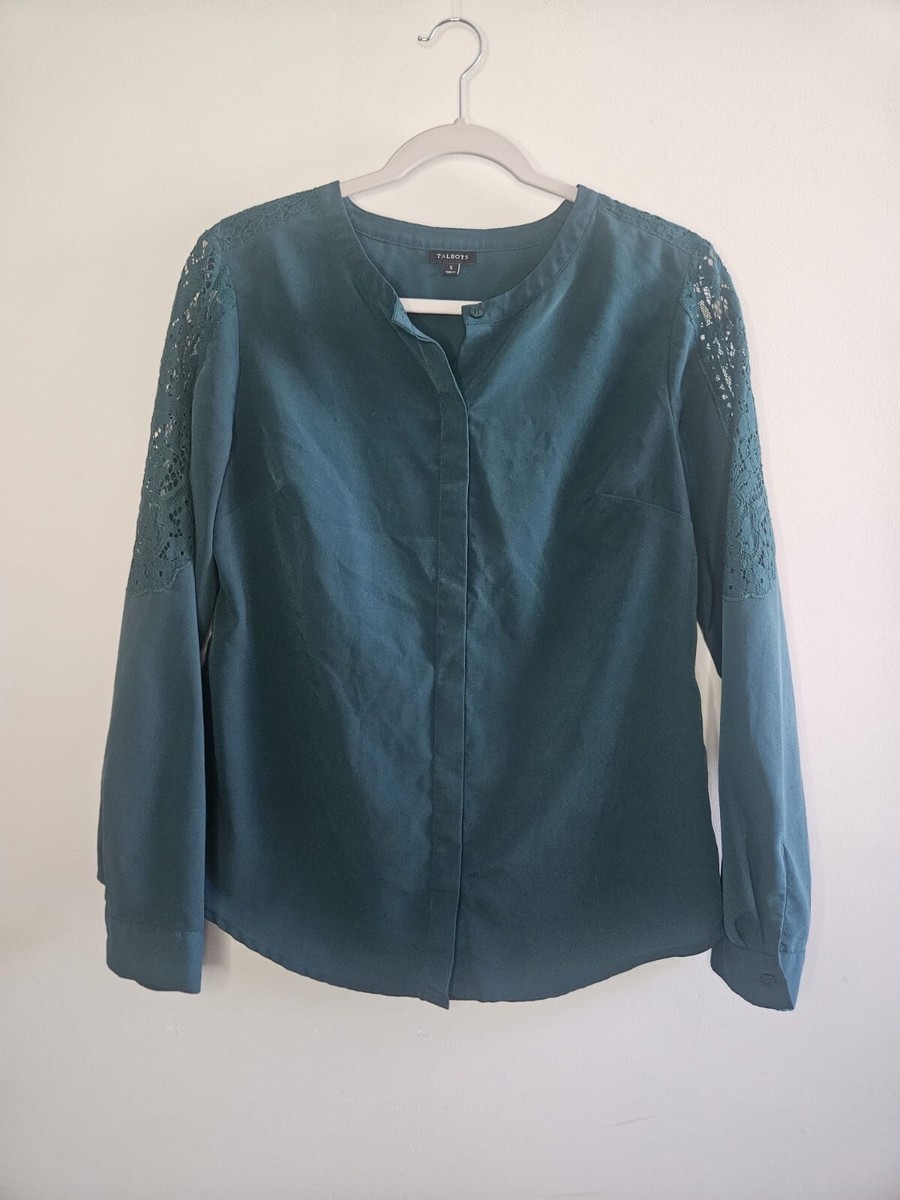 Talbots Teal Long Sleeve Button Down Blouse Woman's Small