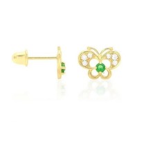 14k Yellow Gold Butterfly Baby Screw Back Stud Earrings