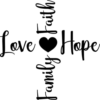 Love Faith Hope Familie religiös Vinyl Aufkleber Aufkleber für Auto/Fenster/Wand