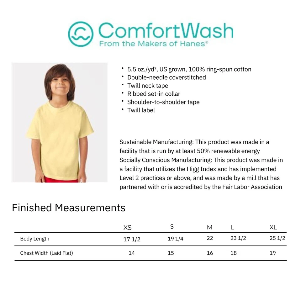 ComfortWash de Hanes - Camiseta juvenil teñida con prendas de vestir - GDH175 - Nueva Foto 2 de 4