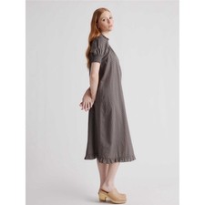 NWT Quince 100% Cotton Swiss Dot Midi Dress Gray Smocked Size Large
