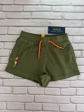 NWT Ralph Lauren Girls 5 Green Terry Shorts with Embroidered Big Pony Logo