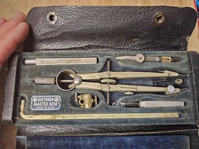   Vintage 1940 Dietzgen Master Gem Drafting Set   Made in USA - compass