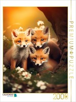 Calvendo Puzzle Three Fox Cubs | 2000 Pieces, Finished Size 35.4 × 26.4 In (90 ×
