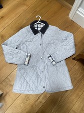 Barbour Quilted Jacket Women Size 12, Pale Grey