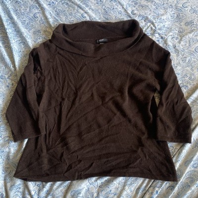 Alfani 100% Cashmere Brown Cowl Neck Sweater Sz L