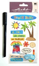 Beach Bum Sticko Stickers Scrapbooking Card Journal Planner
