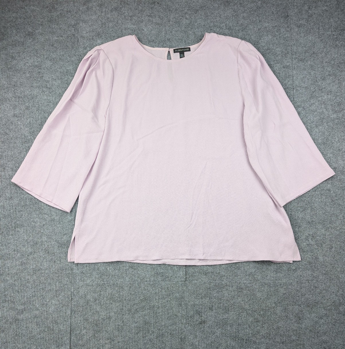 Eileen Fisher Blouse Womens Medium Silk Natural Quiet Luxury Pink Minimal Light