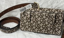 DKNY Brown/Tan Logo Monogram Belt Bag/Wristle...