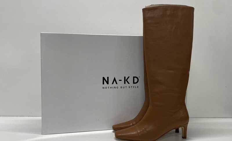 NA-KD Brown Solid Knee High Boot Women 6.5