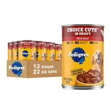 CHOICE CUTS IN GRAVY Adult Canned Soft Wet Dog Food with Beef, 22 oz. Cans