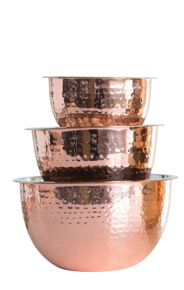 Hammered Stainless Steel Bowls in Copper Finish (Set of 3 Sizes) - Image 4 of 4