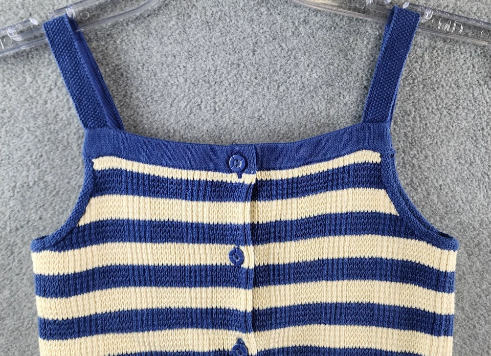 Conjunto de suéter y pantalones cortos Polo Ralph Lauren sin mangas a rayas para niñas 6X azul/crema Foto 3 de 4