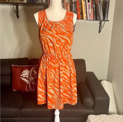 BCX Orange and Tan Print Dress in Women s Size Medium