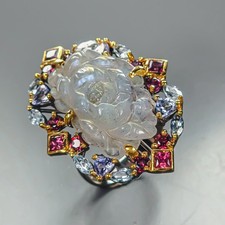 Handmade 28 ct Natural Labradorite Ring 925 Sterling Silver Size 8.5 /R469239