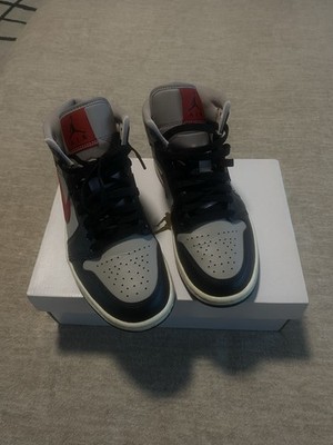 Air Jordan 1 Mid Gym Shoes Red/Black/White, Size 5Y/6.5W