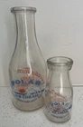 2 Vintage Garden Farm Dairy Polar Ice Cream Denver Glass Milk Bottles QT / 1/2 P