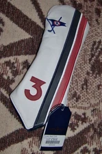 NEW LINKS AND KINGS Leather Fairway 3 Wood Head Cover OCEAN REEF CLUB White Red