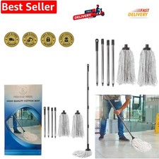 120cm Long Cotton Floor Mop with Detachable Head and Handle - Ergonomic Desig...