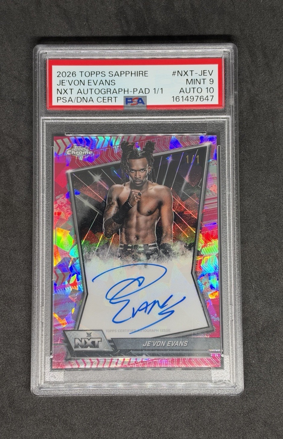 Je'Von Evans #NXT-JEV (Wrestling Cards 2026 Topps Chrome Sapphire WWE NXT Autograph) — is it worth grading?