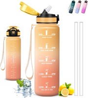 Trinkflasche 1L, Trinkflasche Sport, Wasserflasche Mit Strohhalm, Leicht Zu