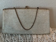 Vintage Gold Fabric Clutch Evening Bag Chain Handle purse decor