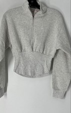 Victoria's Secret Womens Gray Long Sleeve Half-Zip Pullover Sweatshirt Size S