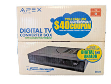 New  Apex DT250A Digital TV Converter Box w/Analog Pass Through with Remote