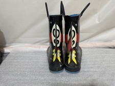 Space Rocket Rain Boots Black Baby Toddler Size 7 Rubber Waterproof