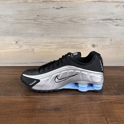 Nike Shox R4 Mens Size 10 Metallic Silver Black Psychic Blue Black
