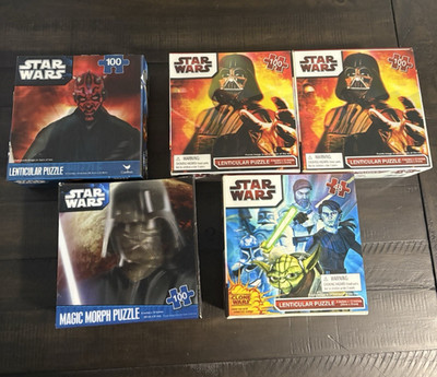 LOT (x5) Star Wars 3-D Lenticular Magic Morph 100 Piece Puzzles Brand New Vader