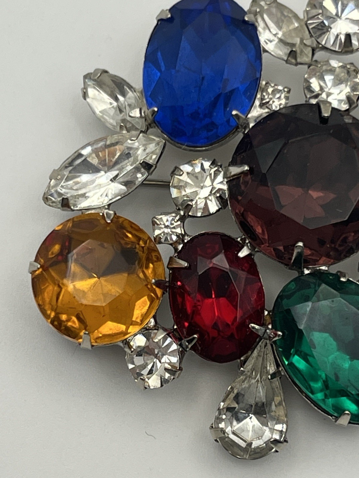 Multi colored rhinestone silver tone sparkly broo… - image 12