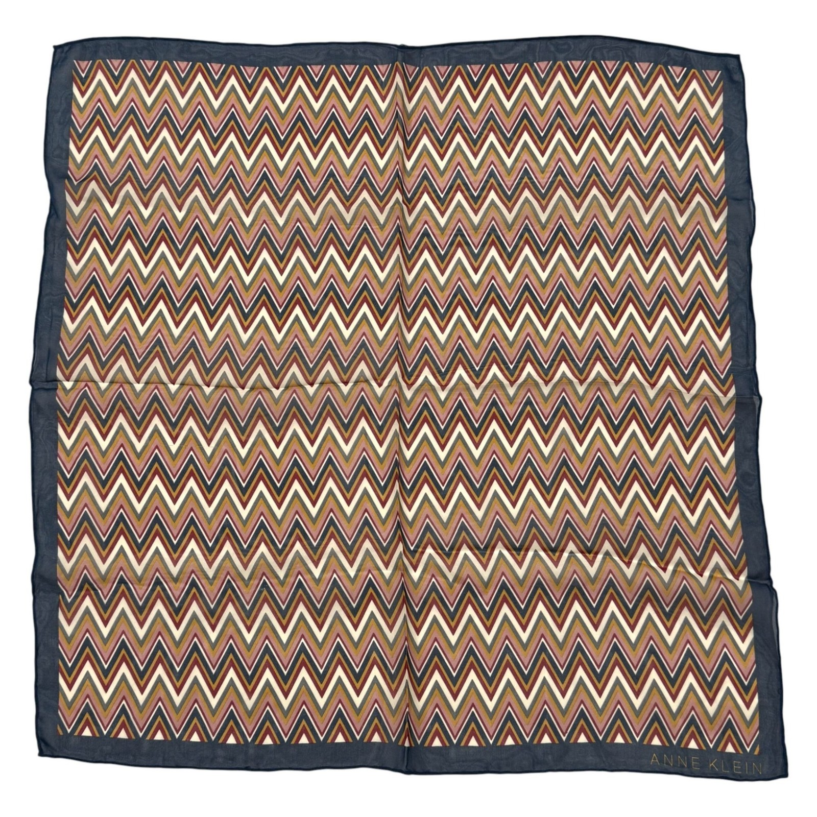 Anne Klein Silk Scarf Chevron Zigzag Pattern 21
