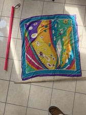 Vibrant Geometric Print Silk Scarf Square Abstract Bold Colors