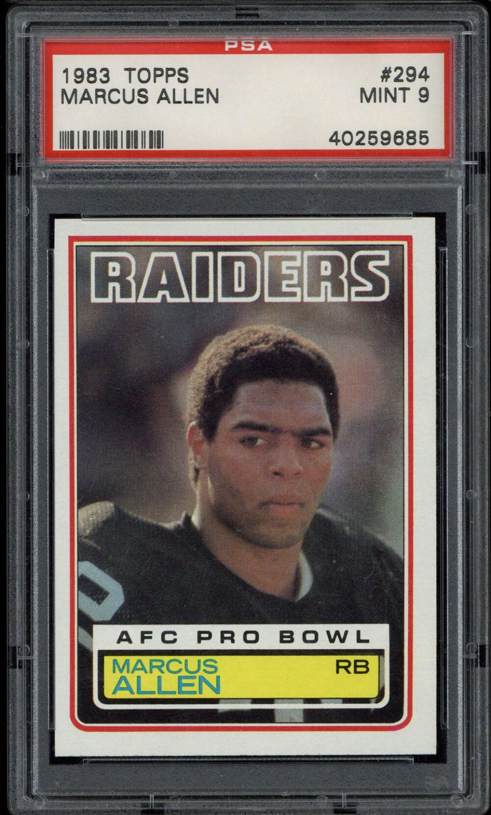 1983 Topps #294 Marcus Allen Raiders PSA 9 Mint RC