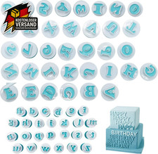 Fondant Ausstecher Set 62-tlg. Buchstaben Zahlen für Kuchen Dekorationen kreativ
