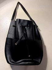 Cuyana Leather Drawstring Tote Cinch Shoulder Bucket Handbag