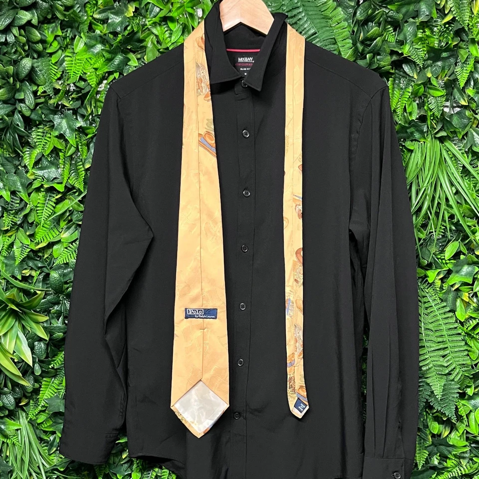 Vintage Polo Ralph Lauren Men's Rare Silk Straw Hats Necktie Career  3143 - Image 2 of 4