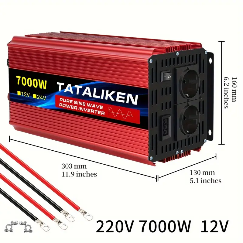 Inverter Auto 12V A 220V Con Termoregolazione - Convertitore Portatile Per Campeggio, Viaggi, Computer