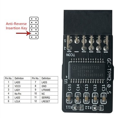 2.0 TPM Module GC-TPM2.0_S TPM Module(12 Pin 12-1) Fit For GIGABYTE Motherboards
