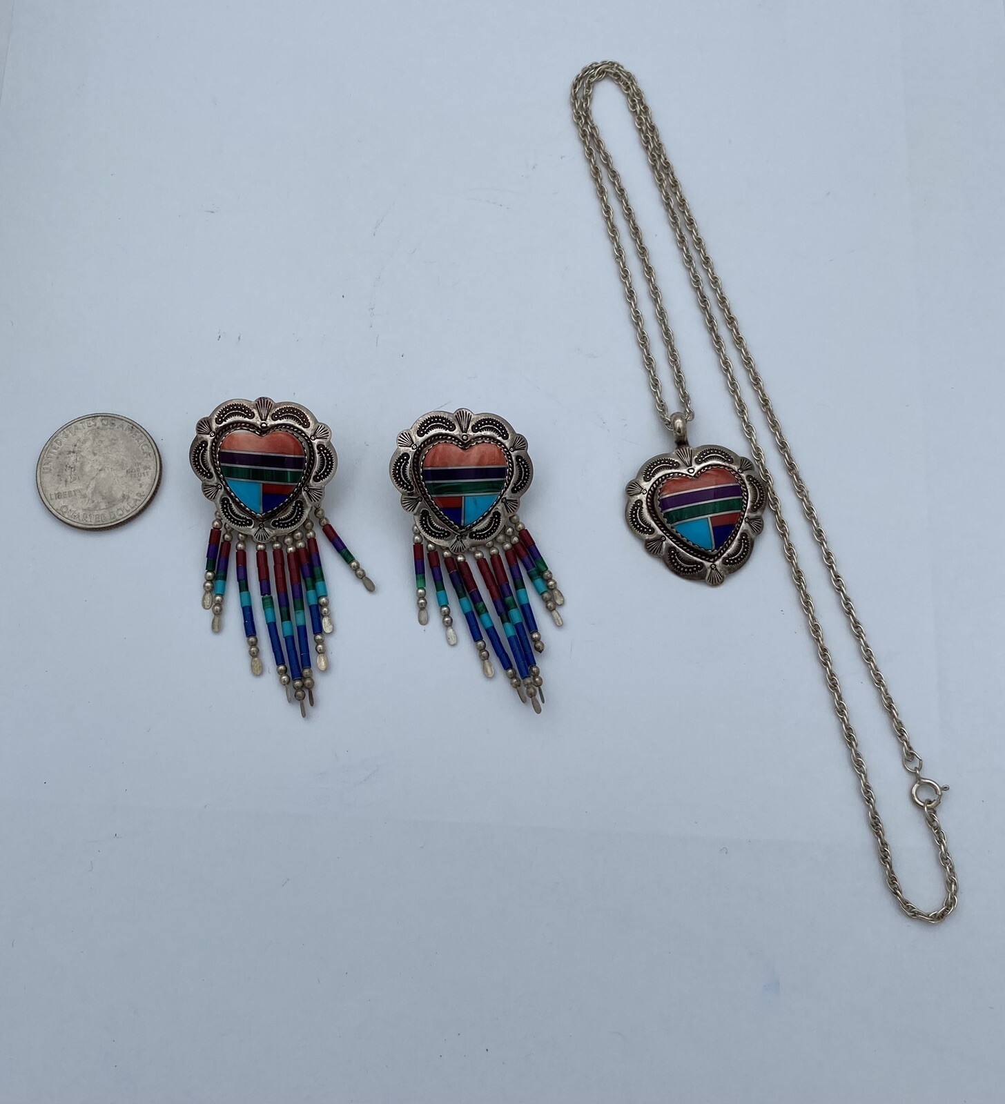 Vtg Native American Signed Sterling Multi Inlay S… - image 13