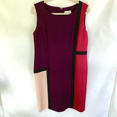 Calvin Klein Color Block sleeveless sheath dress size 14