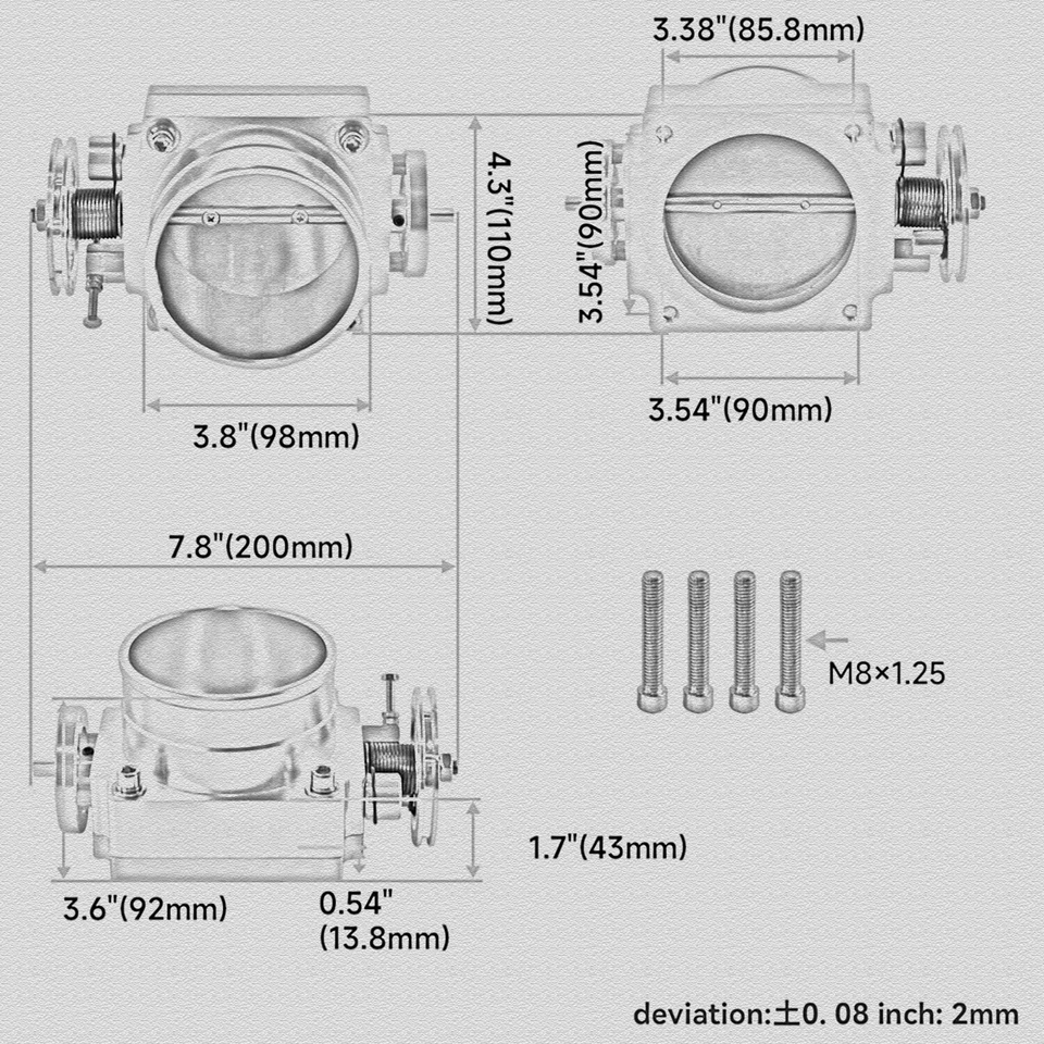 90mm Reverse High Flow Throttle Body +TPS Sensor for Toyota Supra 1JZ 2JZ Silver - Imagem 3 de 4