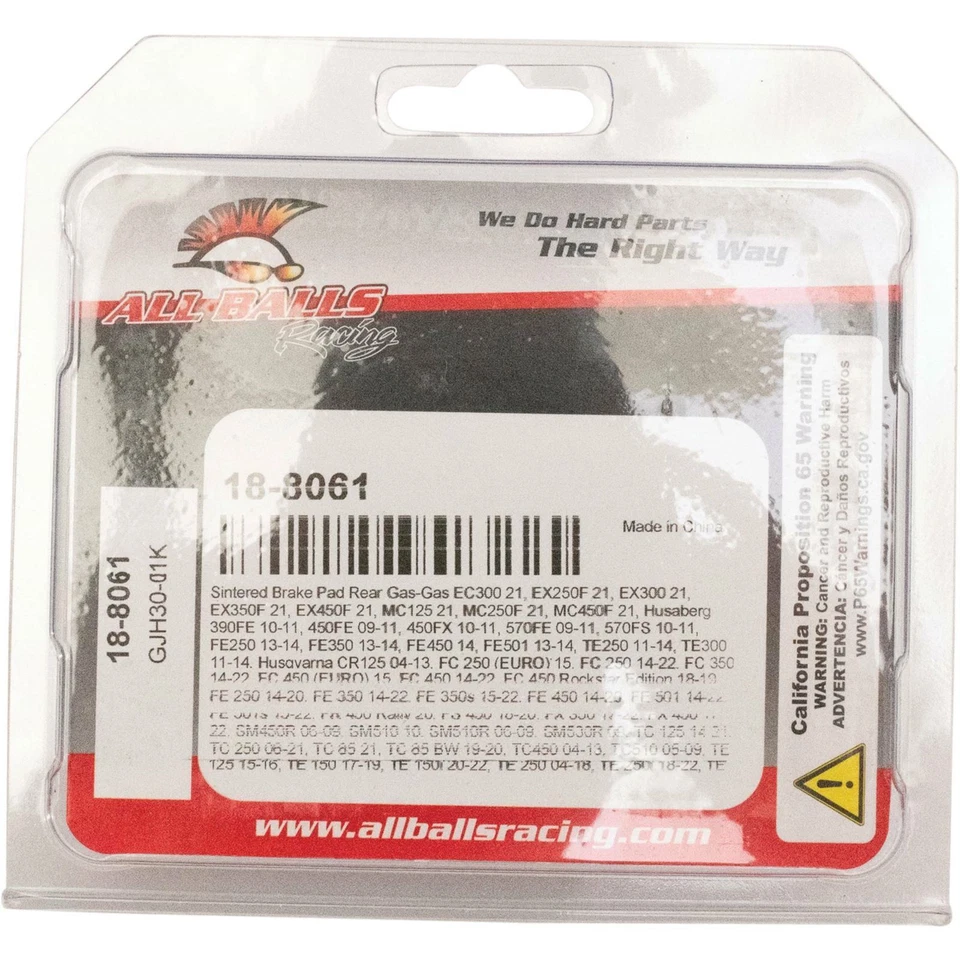 Pastillas de freno sinterizadas - traseras para Sherco/KTM/Gas Gas/Husqvarna/Husaberg 18-8061 Foto 3 de 4