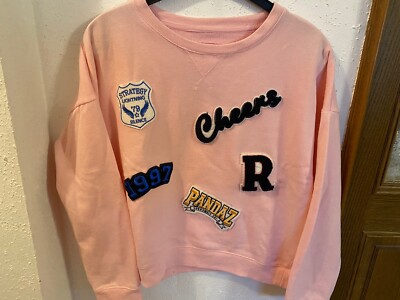 Primark Top Jumper Long Sleeve Ladies Pink With Patches Size 42