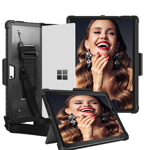 For Microsoft Surface Pro 9 8 Tablet Case Hard Back rubber Cover Built in Strap - Picture 35 of 52